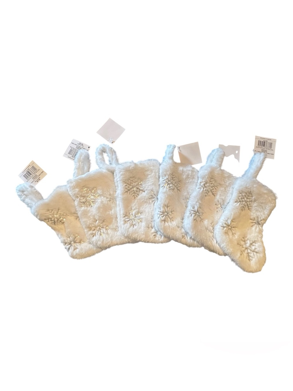 Holiday Faux Fur Snowflake Hanging Stocking- White